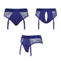 Lace Diva Lingerie Harness in Royal Blue