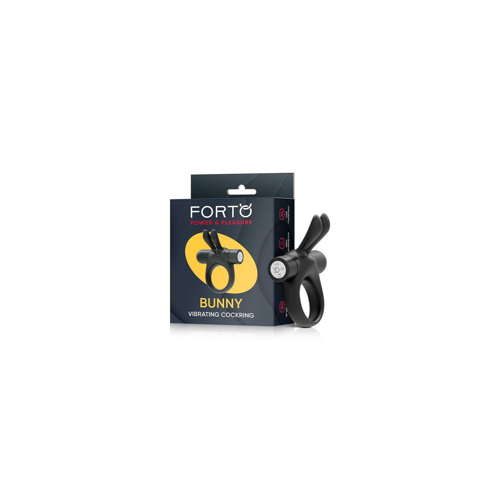 Forto Bunny Vibrating Cockring Rechargeable Silicone