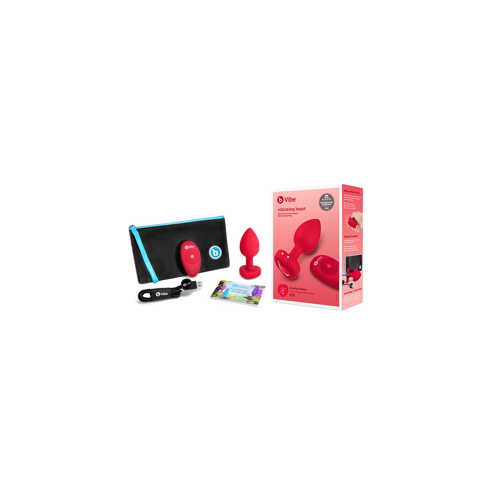 b-Vibe Heart Anal Plug with Vibration for Couples Play