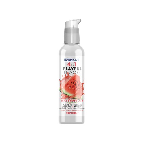 Swiss Navy 4-in-1 Playful Flavors Watermelon 4 oz - Delicate Edible Lubricant