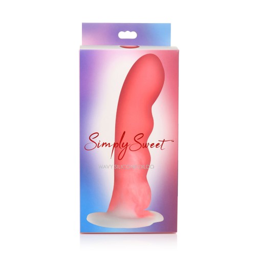 Dildo de Silicona Ondulada de 8 in. Rosa/Blanco