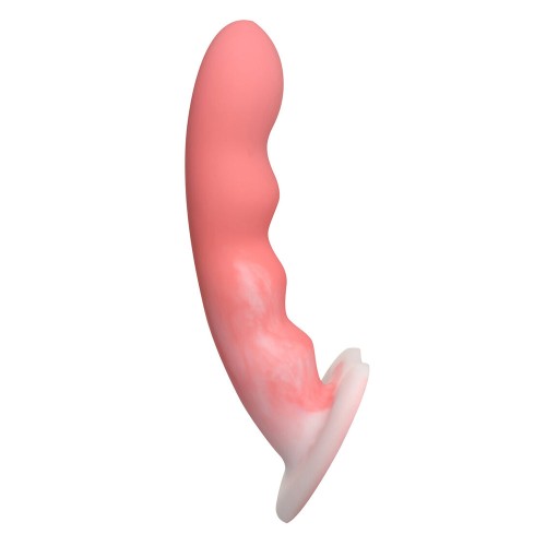 Dildo de Silicona Ondulada de 8 in. Rosa/Blanco