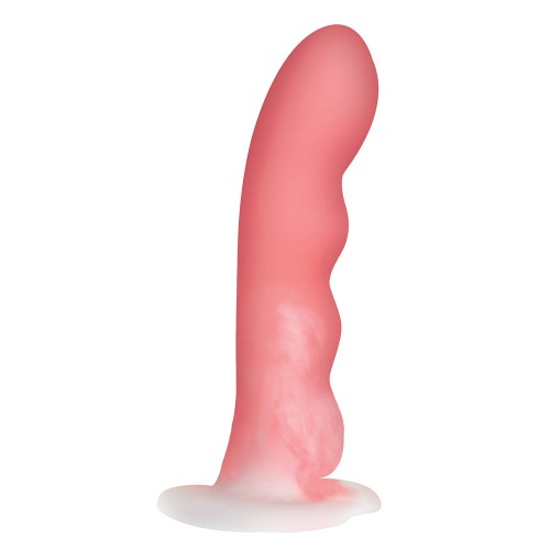 Dildo de Silicona Ondulada de 8 in. Rosa/Blanco