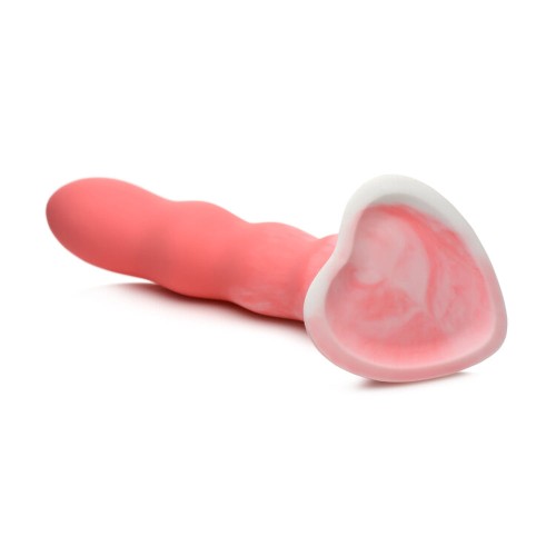 Dildo de Silicona Ondulada de 8 in. Rosa/Blanco