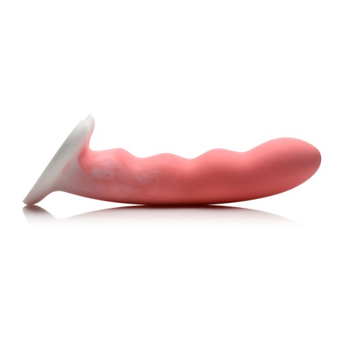 Dildo de Silicona Ondulada de 8 in. Rosa/Blanco