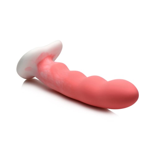 Dildo de Silicona Ondulada de 8 in. Rosa/Blanco