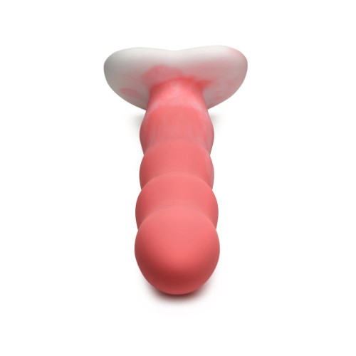 Dildo de Silicona Ondulada de 8 in. Rosa/Blanco