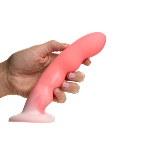 Dildo de Silicona Ondulada de 8 in. Rosa/Blanco