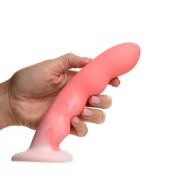 Dildo de Silicona Ondulada de 8 in. Rosa/Blanco