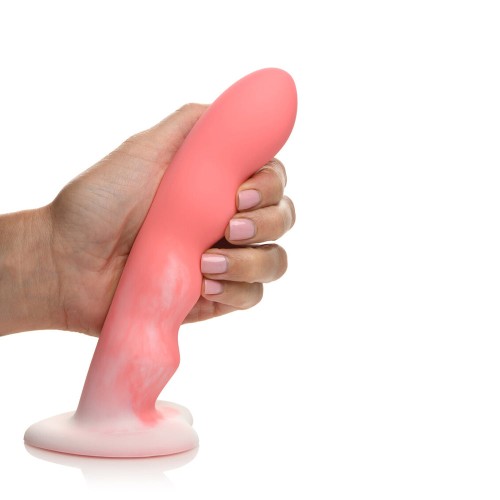 Dildo de Silicona Ondulada de 8 in. Rosa/Blanco