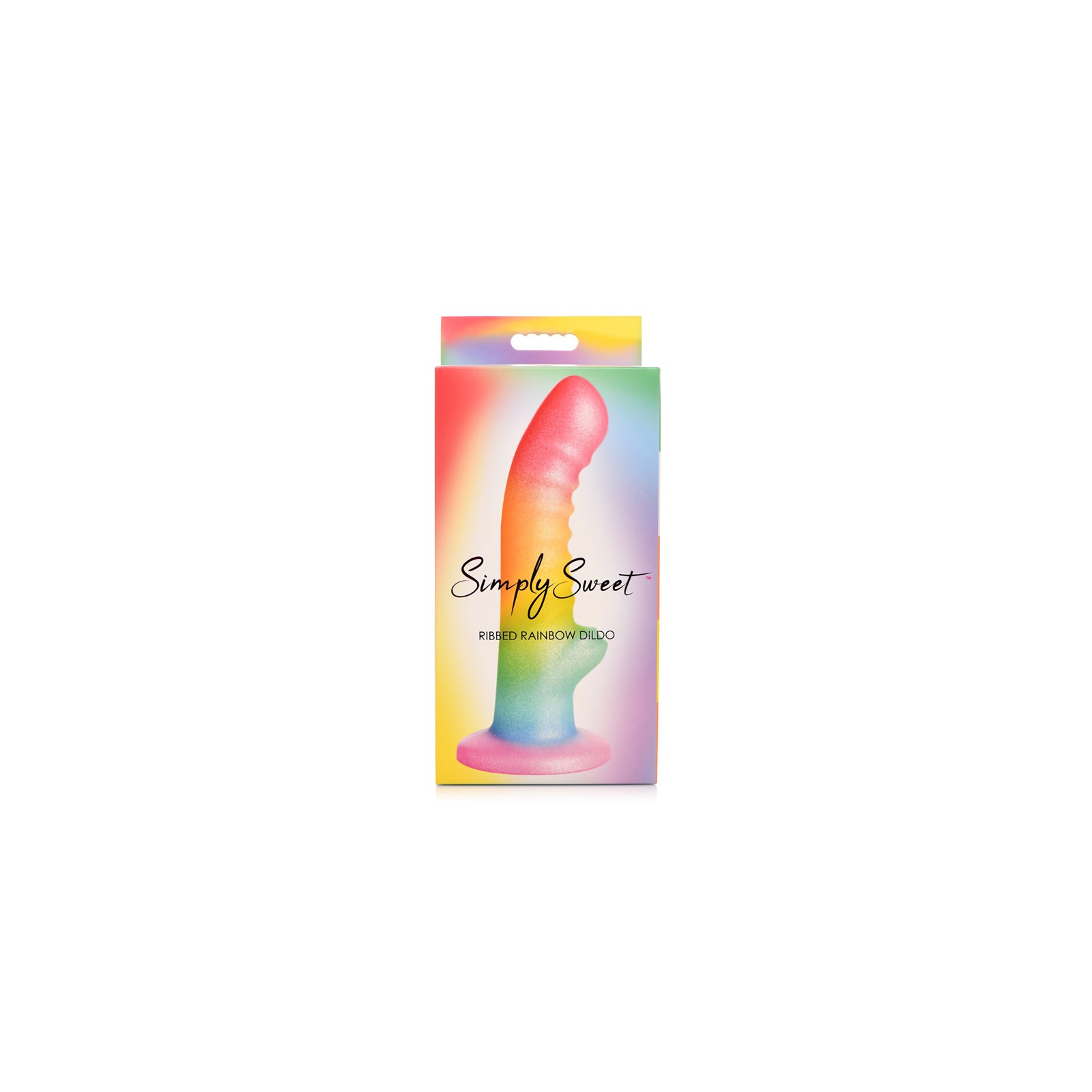 Ribbed Silicone Dildo with Suction Cup Rainbow