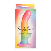 Ribbed Silicone Dildo with Suction Cup Rainbow