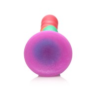 Ribbed Silicone Dildo with Suction Cup Rainbow