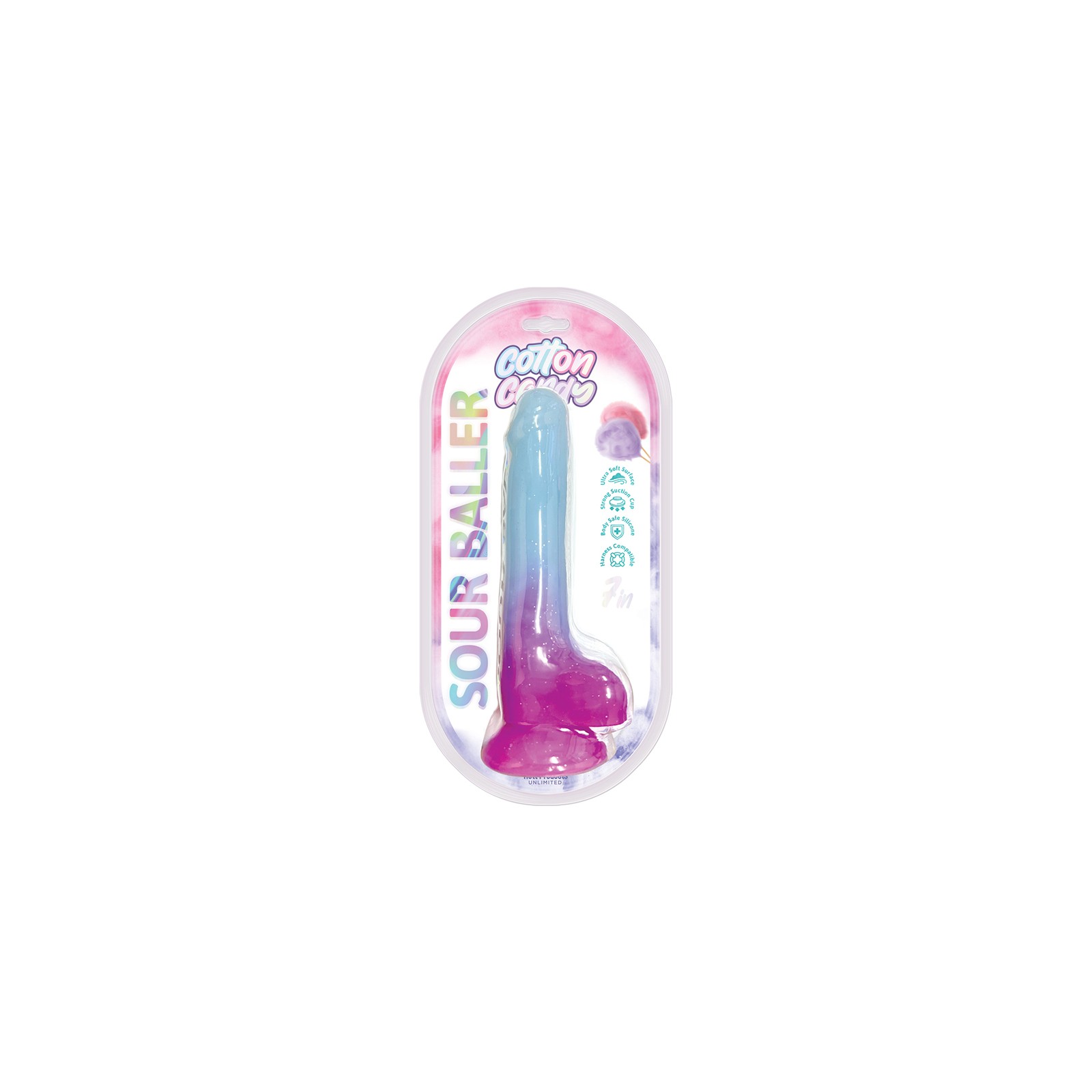 Cotton Candy Sour Baller 7 Inch Silicone Dildo