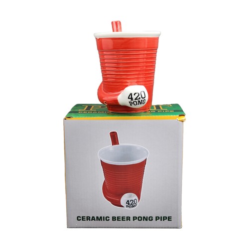 Taza Roja de Beer Pong '420 Pong' - Accesorio de Fiesta Divertido