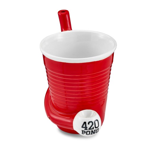 Red Beer Pong '420 Pong' Mug - Fun Party Accessory