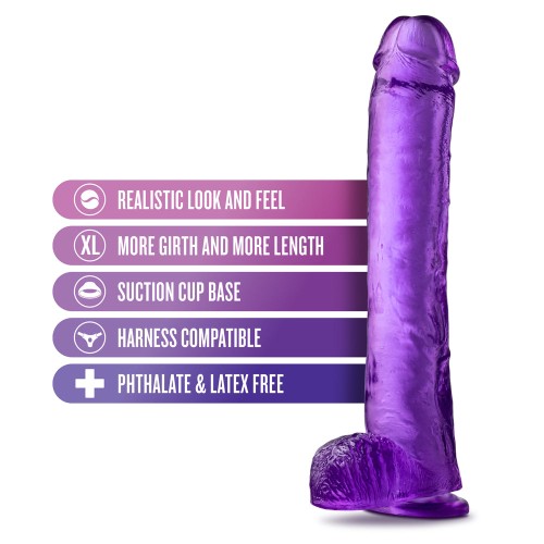 B Yours Plus Hefty n Hung 14 inch Dildo with Balls Purple