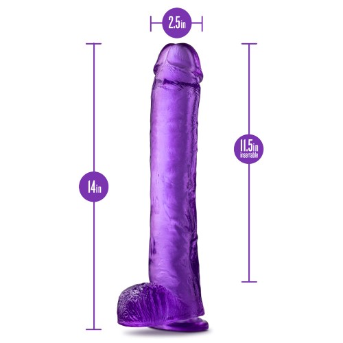 B Yours Plus Hefty n Hung 14 inch Dildo with Balls Purple