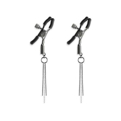 Bound Gunmetal Nipple Clamps for Sensual Pleasure