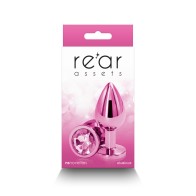 Rear Assets Medium Pink Metal Anal Plug