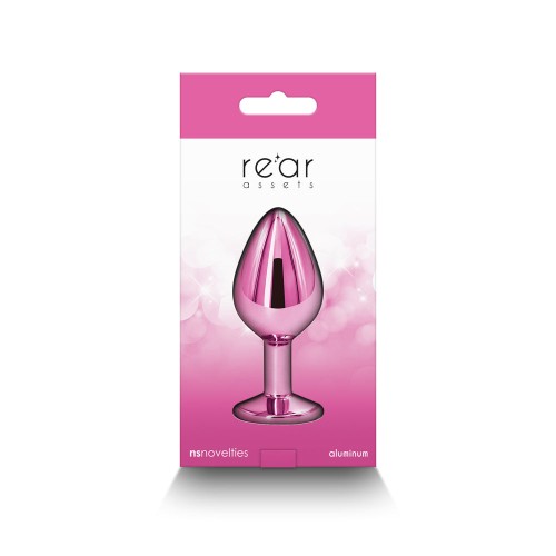 Rear Assets Medium Pink Metal Anal Plug