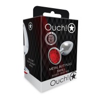 Ouch! Plug Anal Pequeño con Joya Plateado/Rojo Rubí