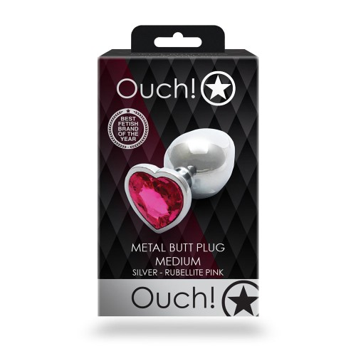 Ouch! Medium Heart Gem Butt Plug for Temperature Play