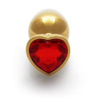 Ouch! Plug Anal Corazón Mediano Oro/Rojo Rubí