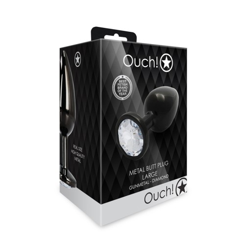 Plug Anal Grande Ouch! Gemas Redondas Gunmetal Diamond