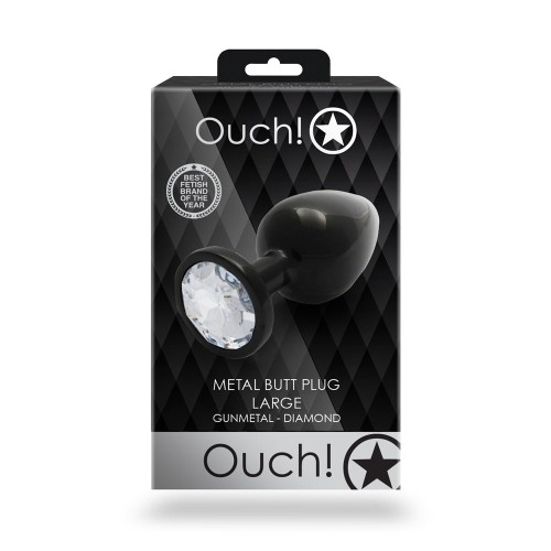 Plug Anal Grande Ouch! Gemas Redondas Gunmetal Diamond