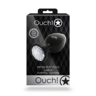 Plug Anal Grande Ouch! Gemas Redondas Gunmetal Diamond