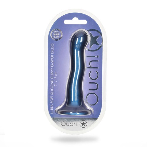 Ouch! 7 in. Curvy G-Spot Dildo Metallic Blue for Ultimate Pleasure