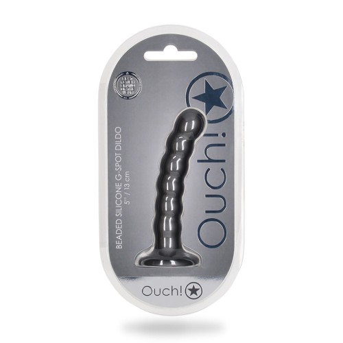 Ouch! Dildo G-Spot de Silicona con Perlas 5 in. Gunmetal