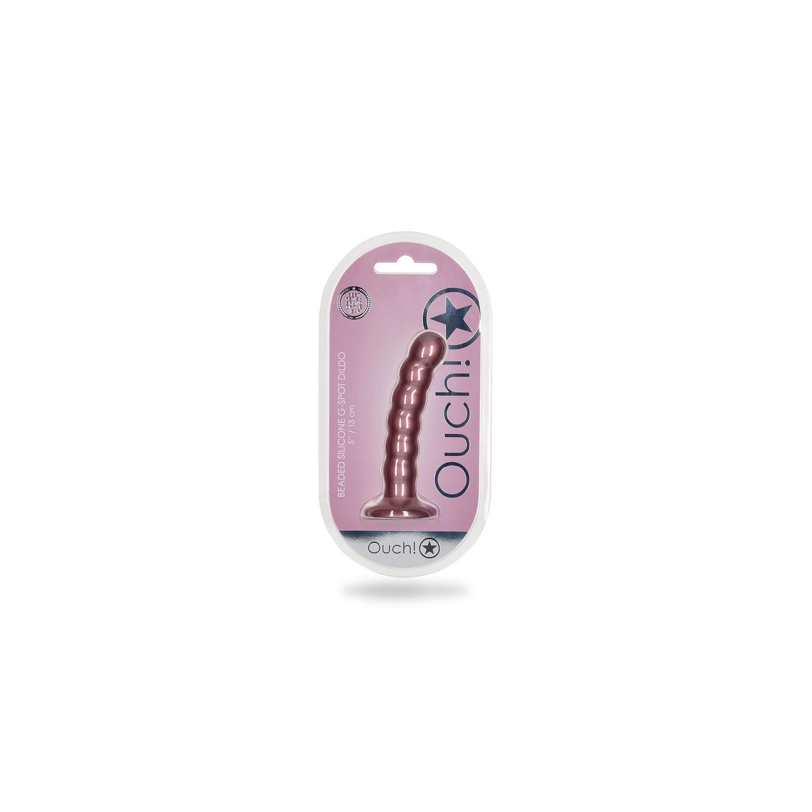 Dildo de Silicona con Perlas Ouch! para Punto G en Oro Rosa