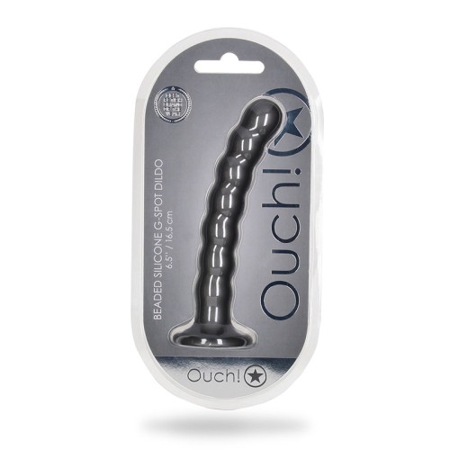 Ouch! Beaded Silicone G-Spot Dildo 6.5 Inch Gunmetal