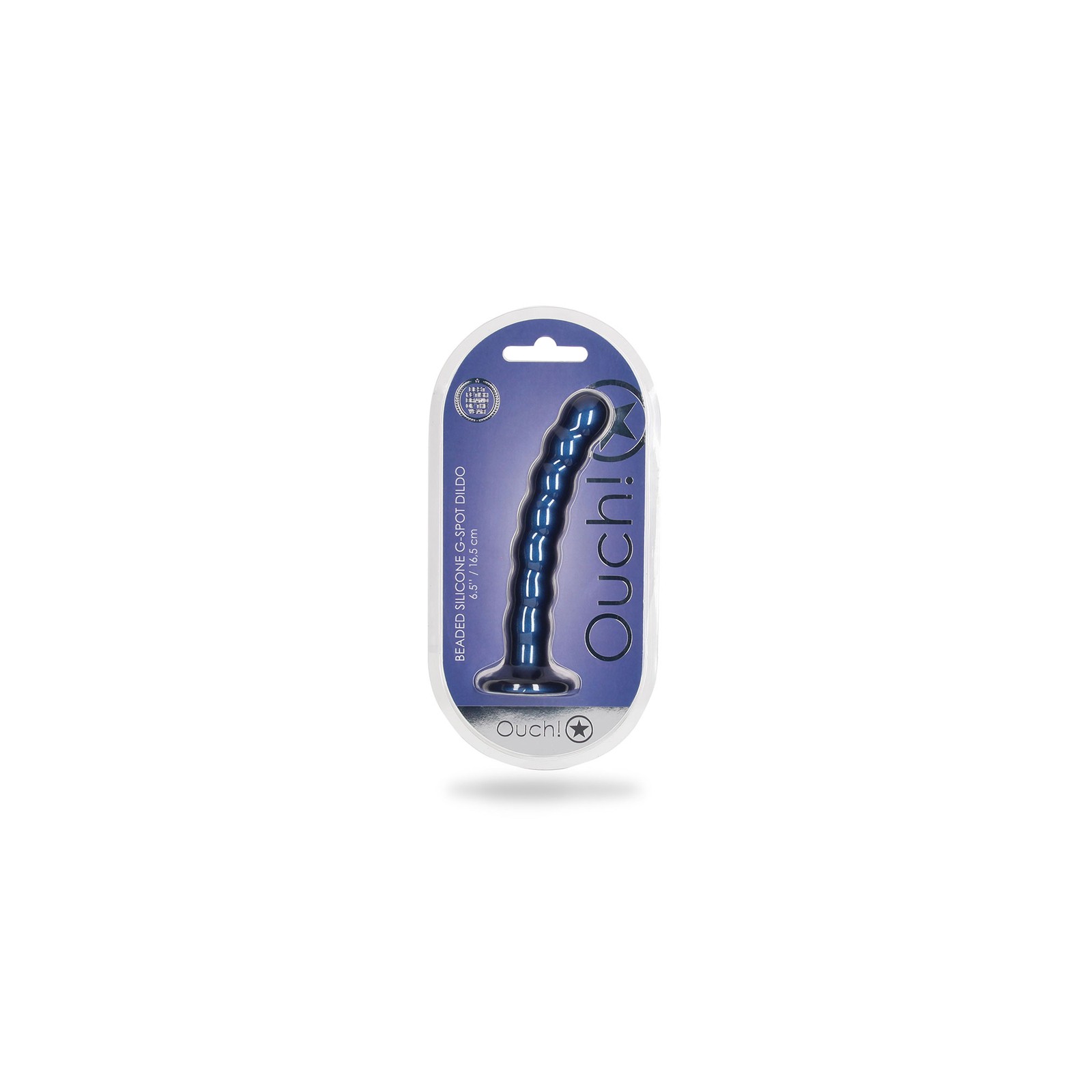 Dildo G-Spot de Silicona con Perlas en Azul Metálico