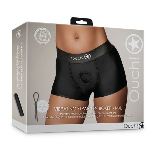 Ouch! Vibrating Strap-on Boxer Black