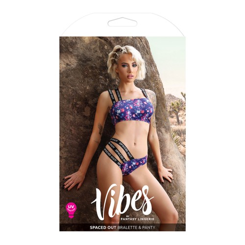 Fantasy Vibes Spaced Out Lingerie Bralette & Panty Indigo M/L - Playful Design