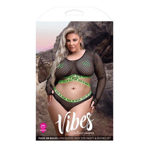 Vibes Fuck Ur Rules UV Reactive Fishnet Set