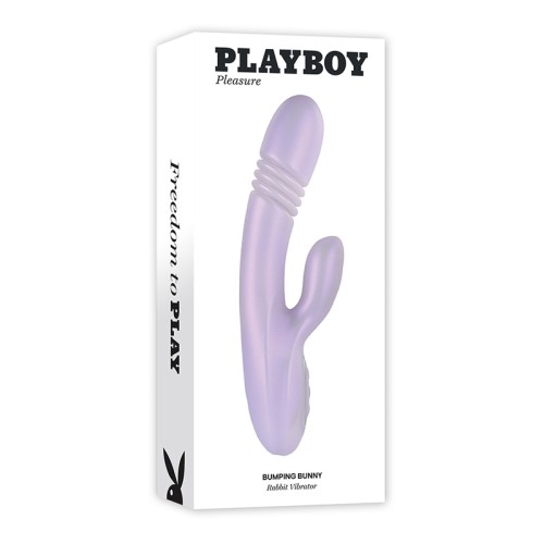 Playboy Thrusting Warming Silicone Dual Stimulation Vibrator Opal