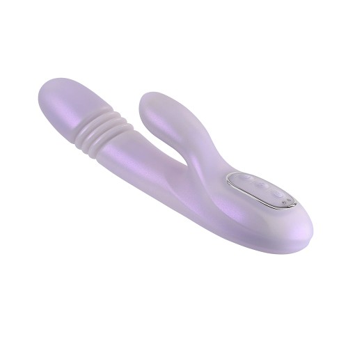 Playboy Thrusting Warming Silicone Dual Stimulation Vibrator Opal