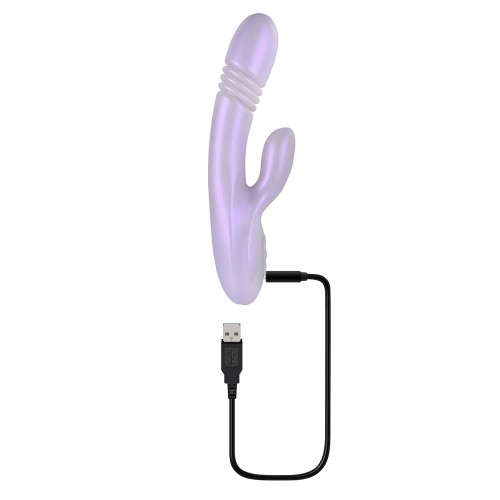 Playboy Thrusting Warming Silicone Dual Stimulation Vibrator Opal