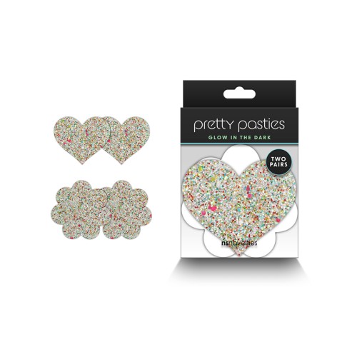 Pretty Pasties Corazón & Flor Brillantes - 2 Pares