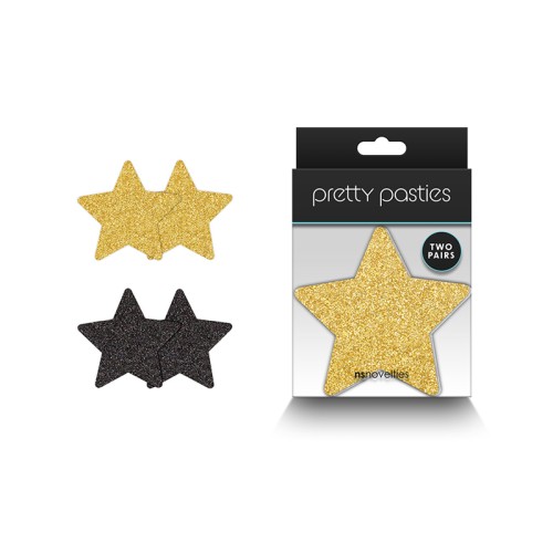 Pretty Pasties Estrellas Brillantes Negro/Dorado