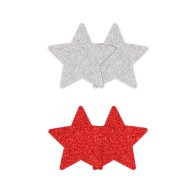 Pretty Pasties Estrellas Brillantes - Rojo/Silver 2 Piezas