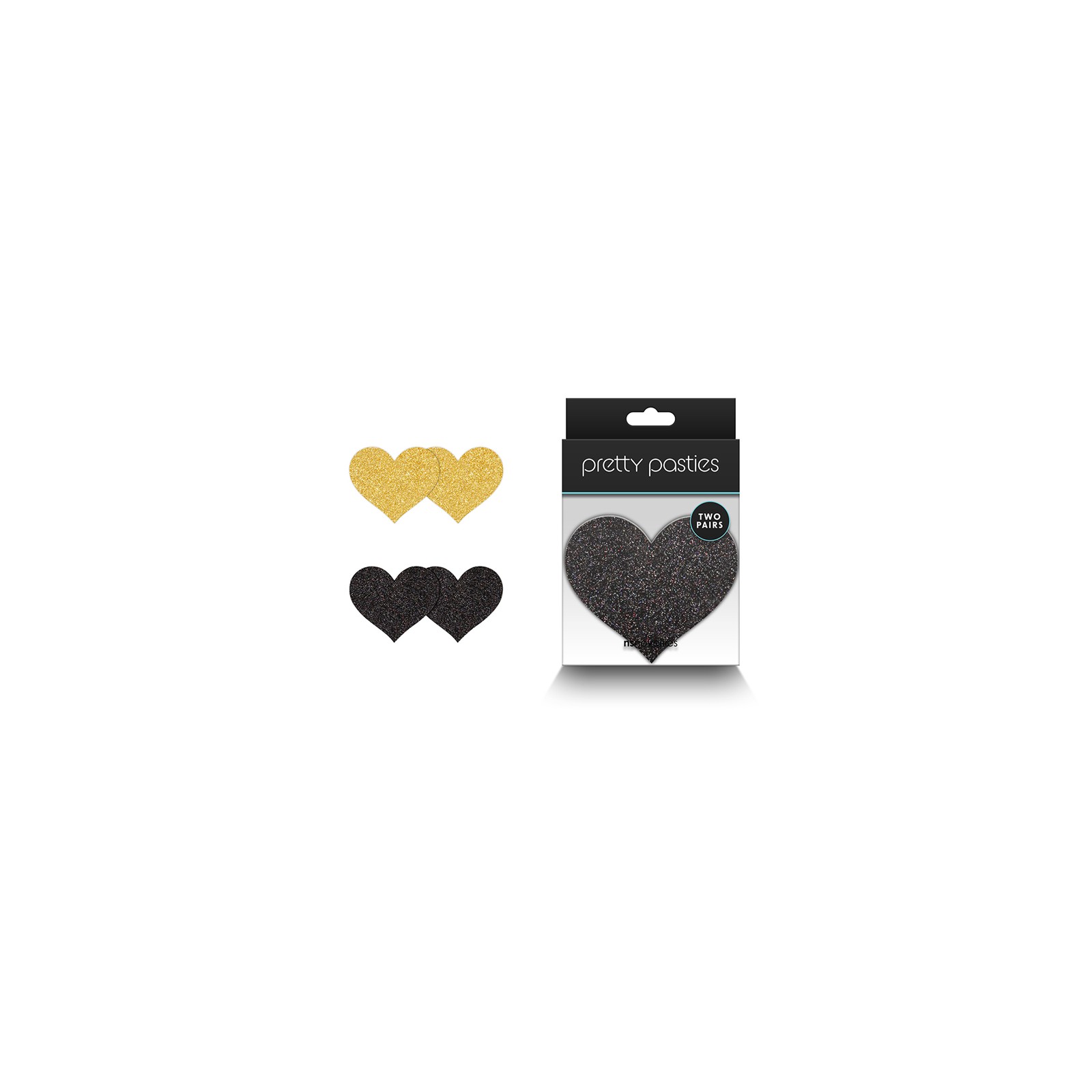 Pretty Pasties Glitter Hearts Black/Gold - Body Decoration