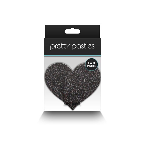 Pretty Pasties Corazones de Brillo Negro/Dorado - Decoración Corporal