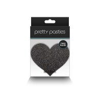 Pretty Pasties Glitter Hearts Black/Gold - Body Decoration