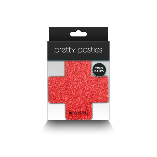 Pretty Pasties Cruz Brillante Rojo/Silver 2 Parejas