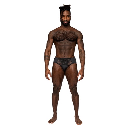 Bikini de Encaje Sassy de Male Power con Bolsillo Sólido Negro L